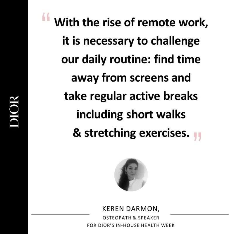 Dior - Citation de Keren Darmon, ostéopathe et speaker pour la Health Week Dior