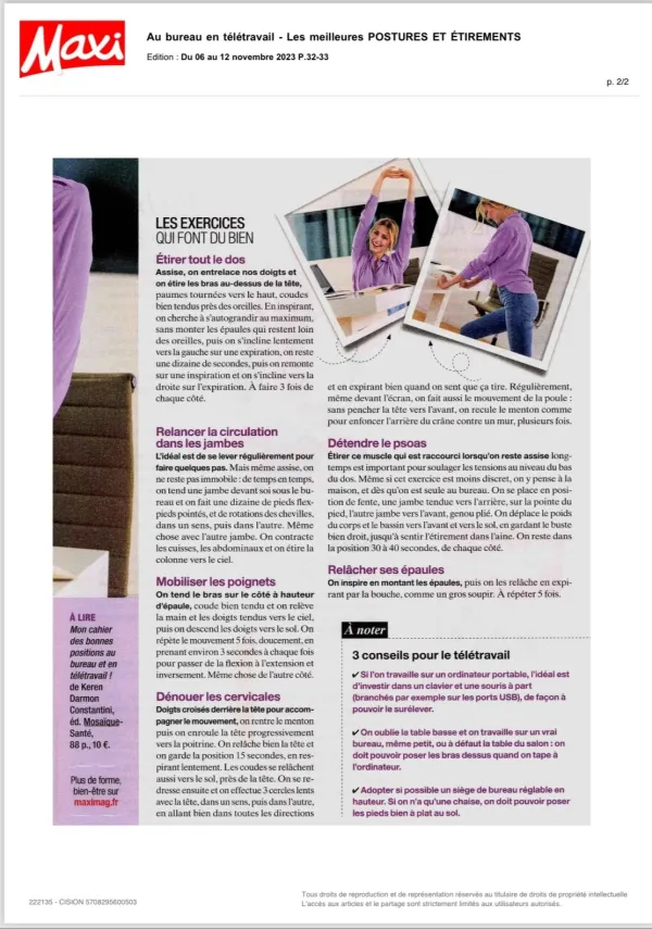 Maxi - Les meilleures postures et étirements - Keren Darmon